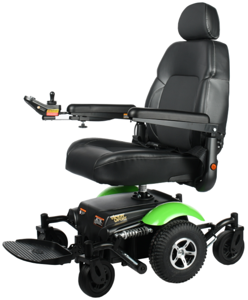 Merits P326A Vision Sport Folding Power Wheelchair - up to 135° Recline, 300lbs Weight Capacity, Solid Anti Flat Tires