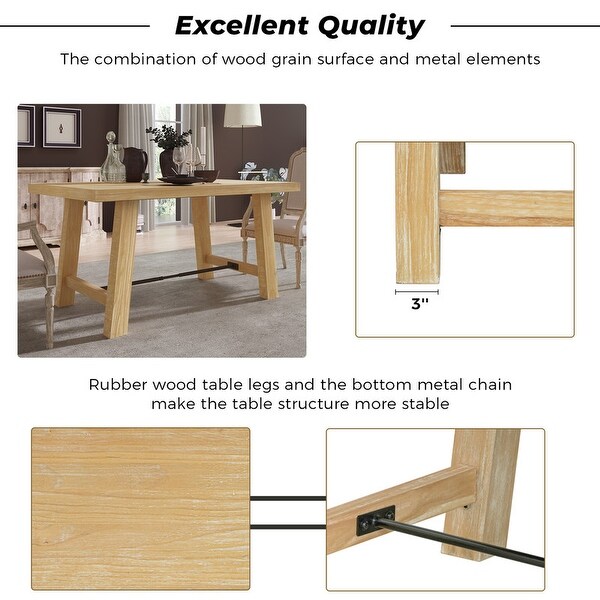 Wood Dining Table Kitchen Furniture Rectangular Table for up to 6