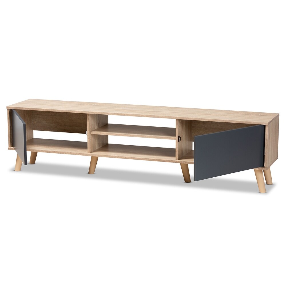 Clapton Two Tone Grey and Oak Brown Finished Wood TV Stand
