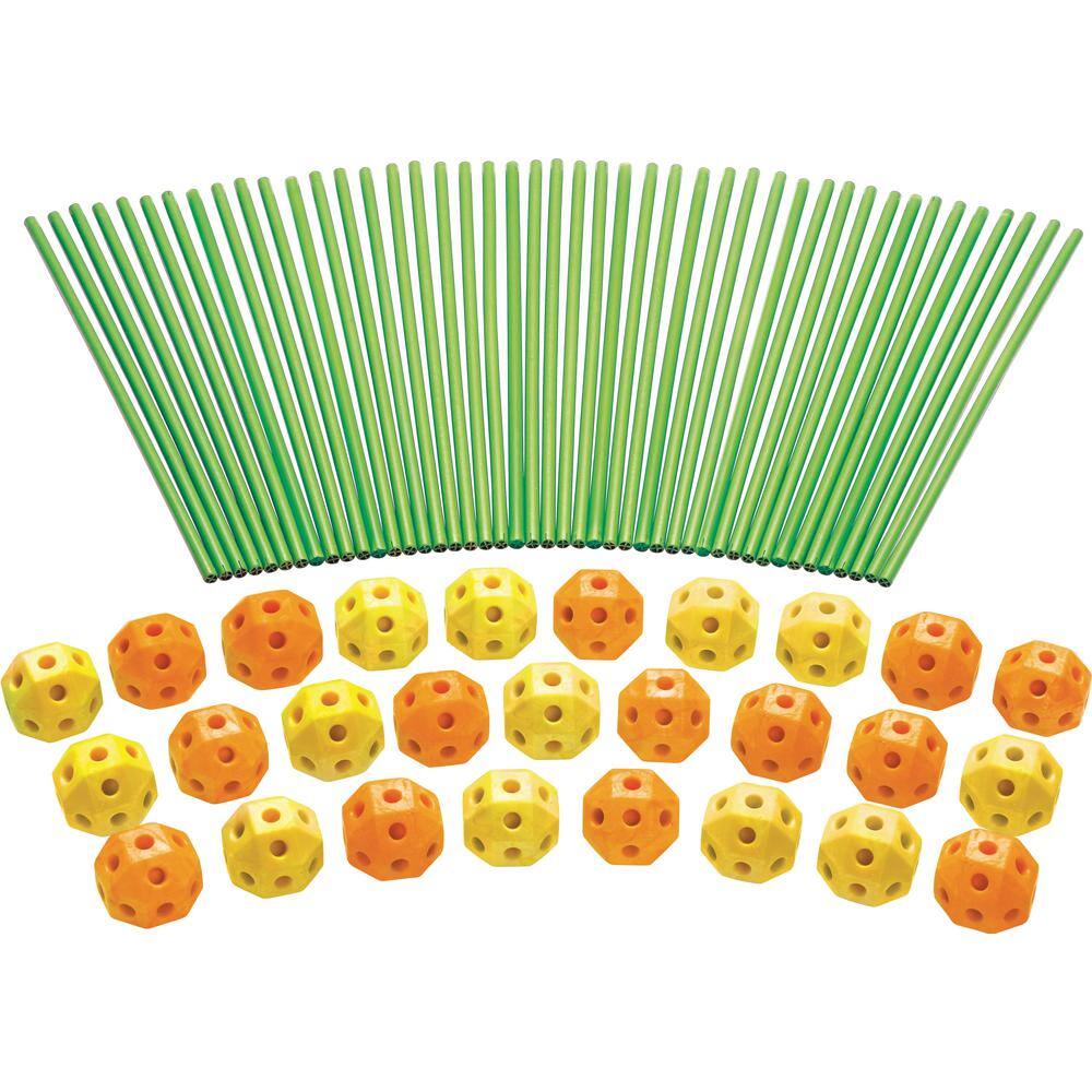 Funphix Orange and Yellow Balls Fort Building Kit Glow in the Dark Sticks Fun Construction Toy for Age 5 Plus (77-Piece) FPF-G-OY