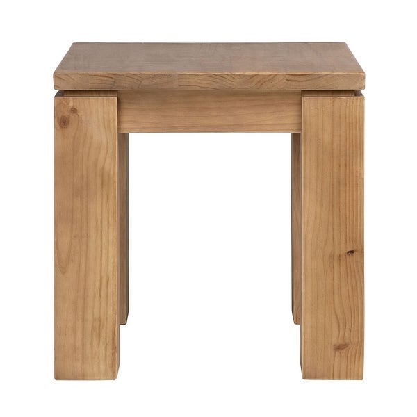 Datona 22-inch Square Reclaimed Pine Block Feet Side Table， Natural Finish