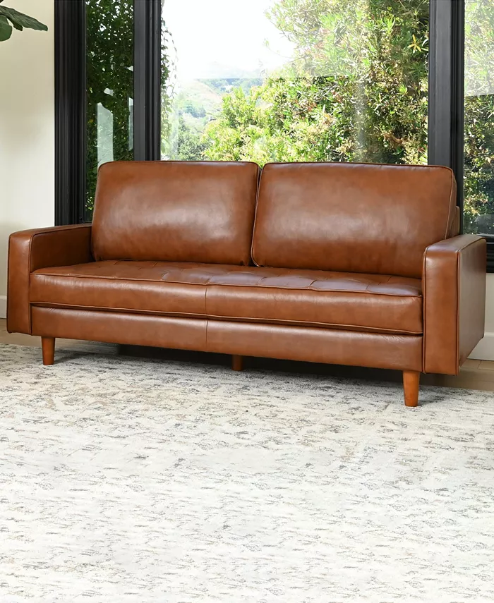 Abbyson Living Holloway 81 Mid-Century Leather Sofa