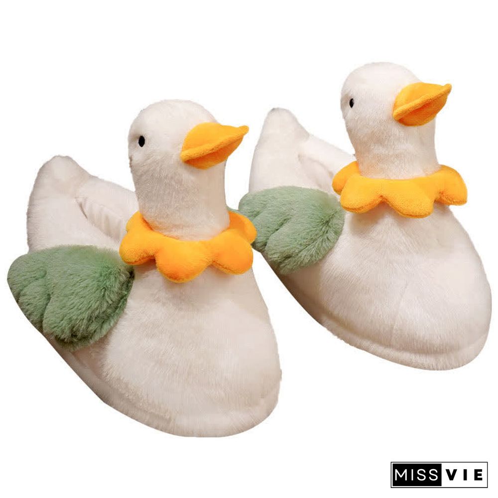 Lovely Flower Cartoon Duck Plush Slippers