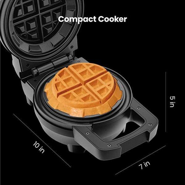 Chefman Belgian Deep Stuffed Waffle Maker Mess-Free Moat 5 in. Dia with Dual-Sided Heating Plates RJ04-S5