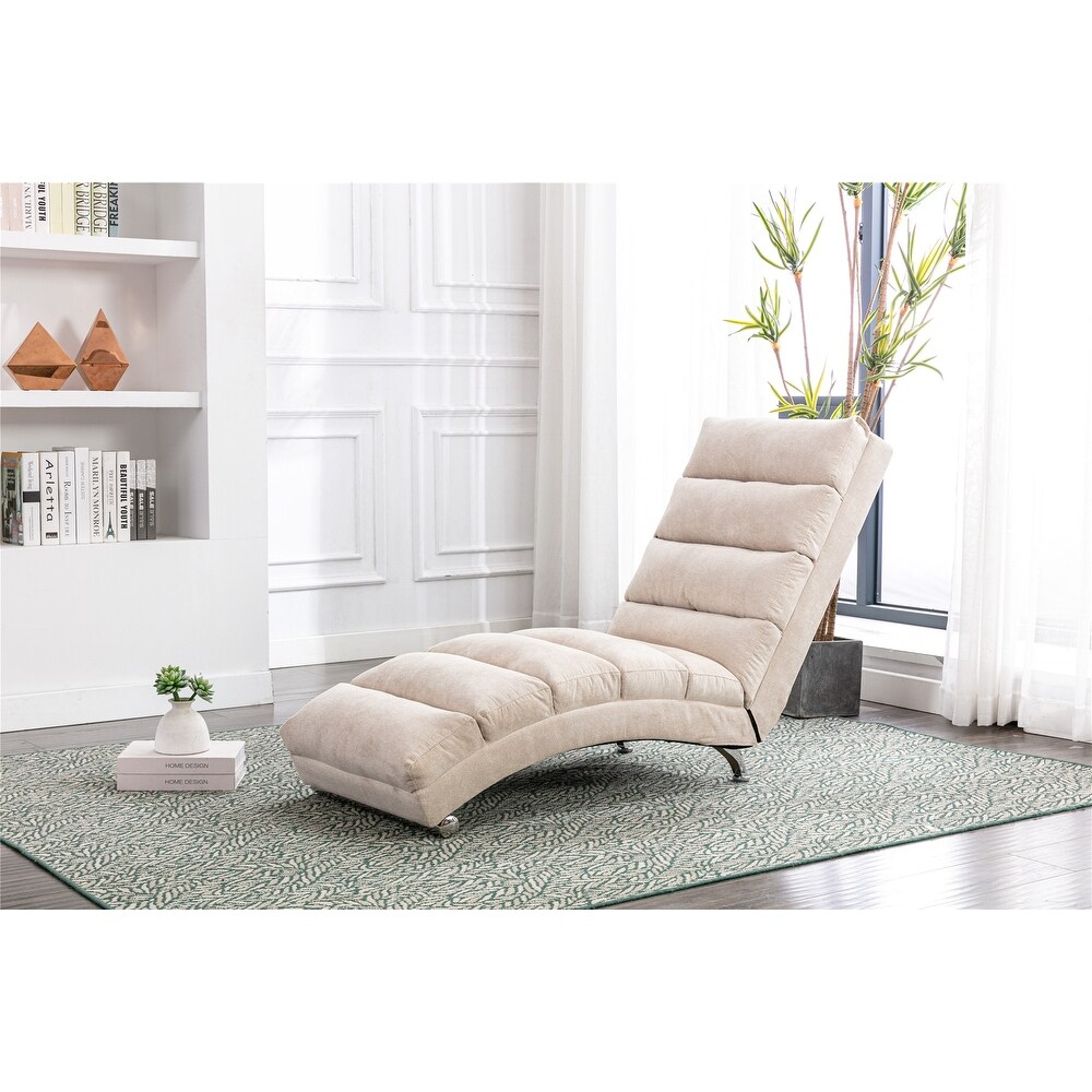 Modern Linen Chaise Lounge Chair Indoor Long Lounger for Living Room Office