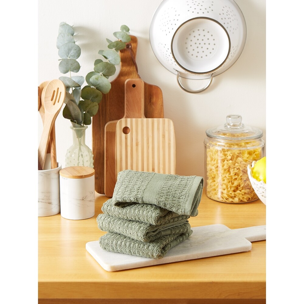 DII Solid Terry Waffle Dishtowel Set of 4