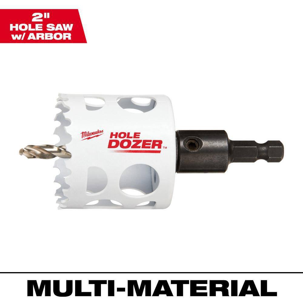 MW 2 in. Hole Dozer Bi-Metal Hole Saw with 38 in. Arbor  Pilot Bit 49-56-9667