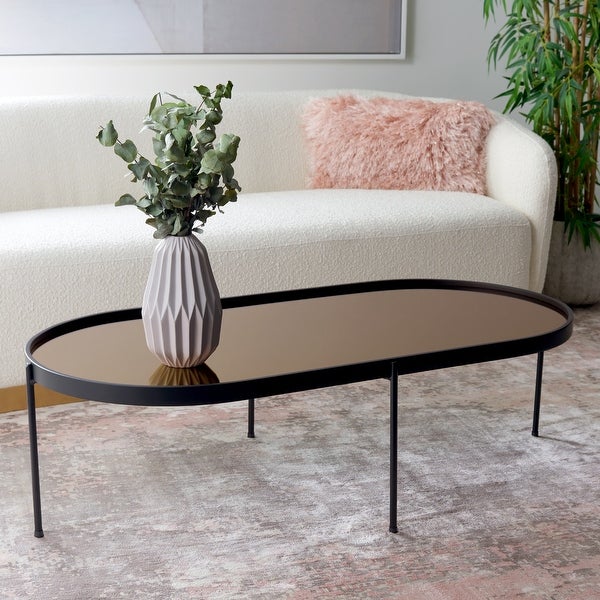 SAFAVIEH Emmerick Mirrored Oval Coffee Table - 47 in. W x 23 in. D x 14 in. H