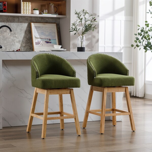 360 Degree Swivel Counter Height Bar Stools with Footrest Set of 2