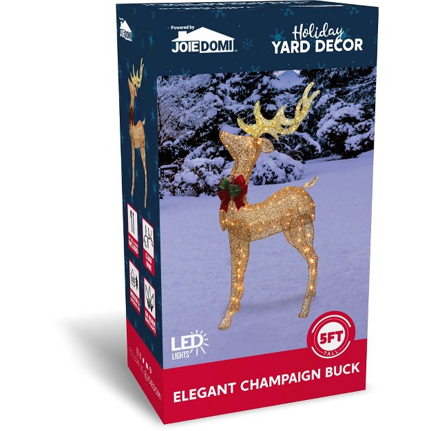 Joiedomi 5ft Champagne Christmas Reindeer Buck Yard Light Outdoor Decorations Champagne Buck