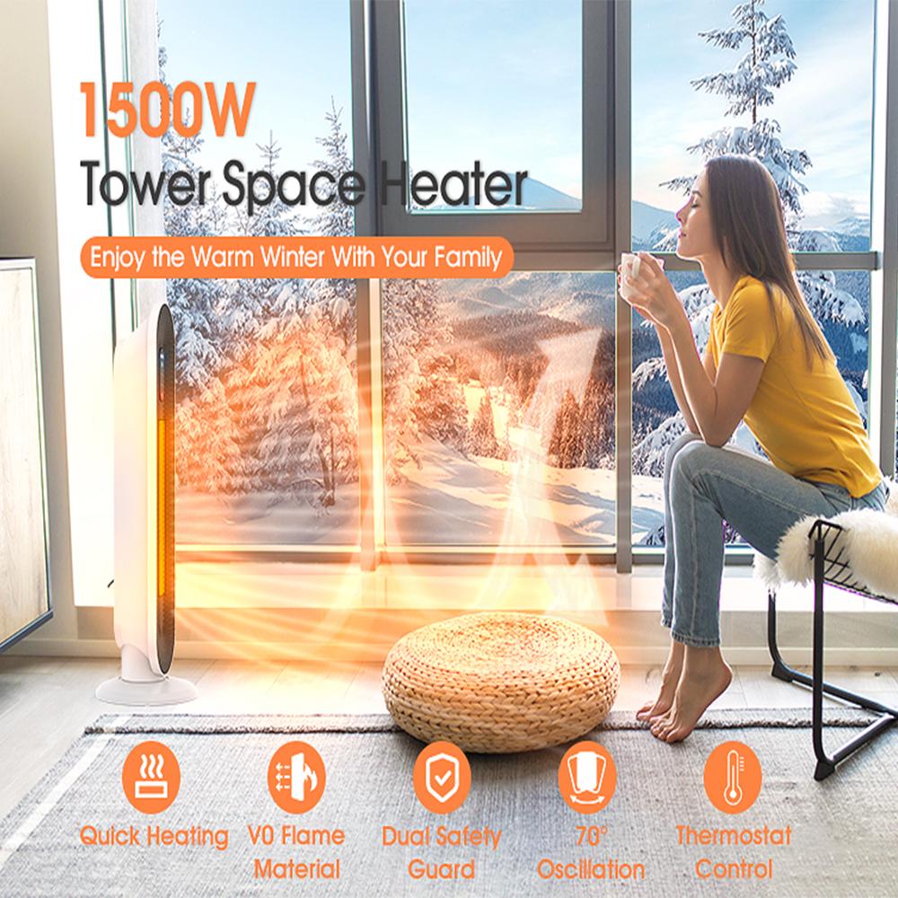 SKONYON 1500W Ceramic Tower Space Heater with Remote