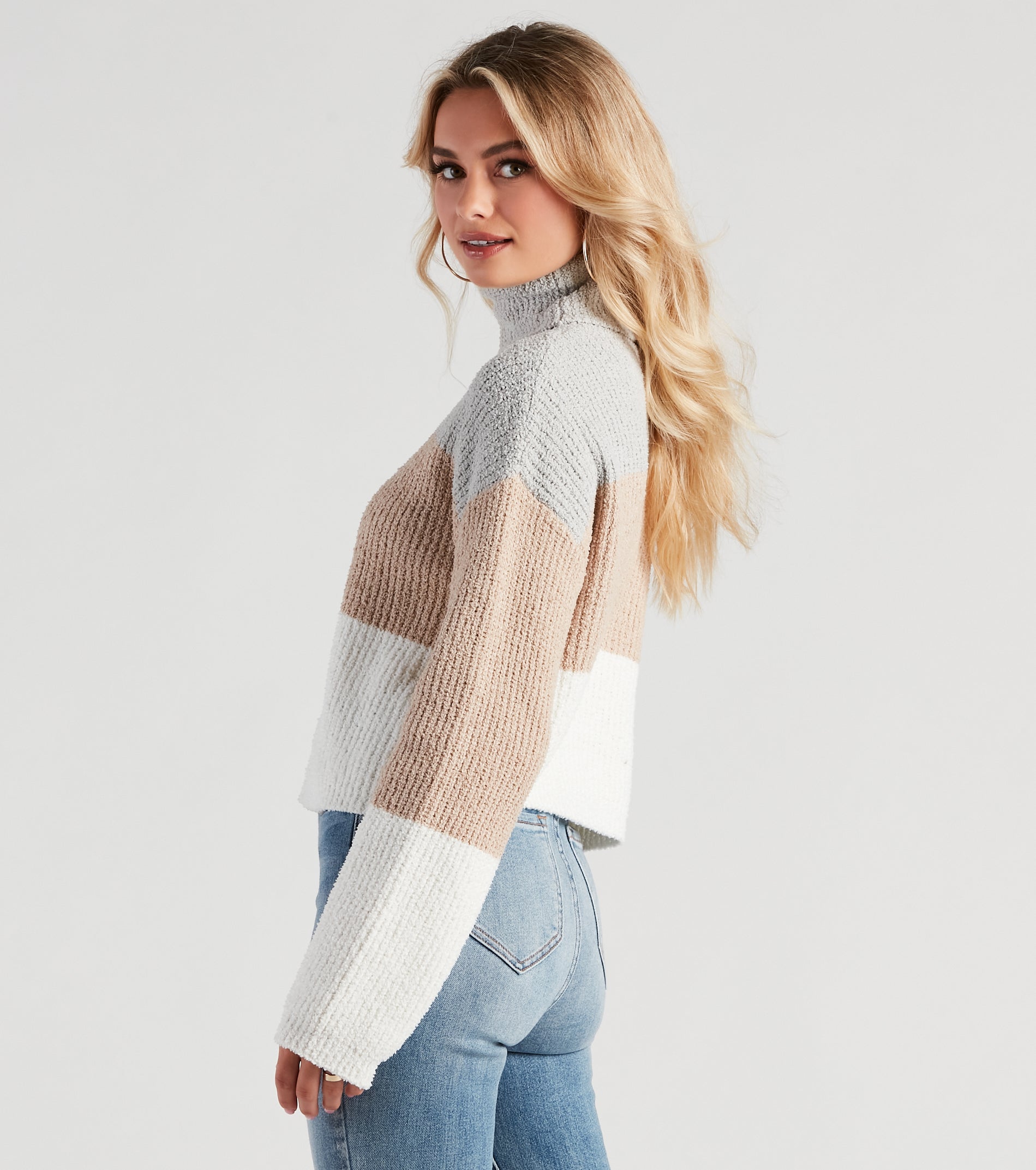 Cozy Color Block Waffle Knit Sweater