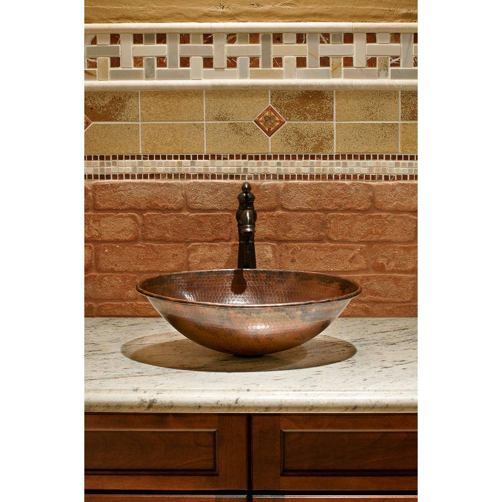 Premier Copper Products Oval Wired Rimmed Hammered Copper Vessel Sink in Oil Rubbed Bronze VO17WDB