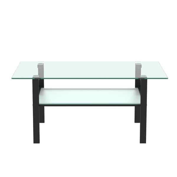 Transparent Glass Black Coffee Table Modern Simple Living Room Coffee Table Side Center Table