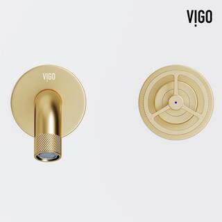 VIGO Cass Two Handle Wall Mount Bathroom Faucet in Matte Brushed Gold VG05007MG