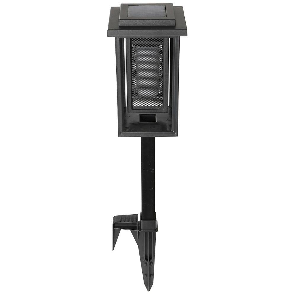 Hampton Bay Ambrose Solar 6 Lumens Black Integrated LED Modern Flicker Flame Path Light (2-Pack) WeatherWaterRust Resistant 93333