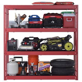 Husky 4-Tier Industrial Duty Steel Freestanding Garage Storage Shelving Unit in Red (77 in. W x 78 in. H x 24 in. D) N2W772478W4R