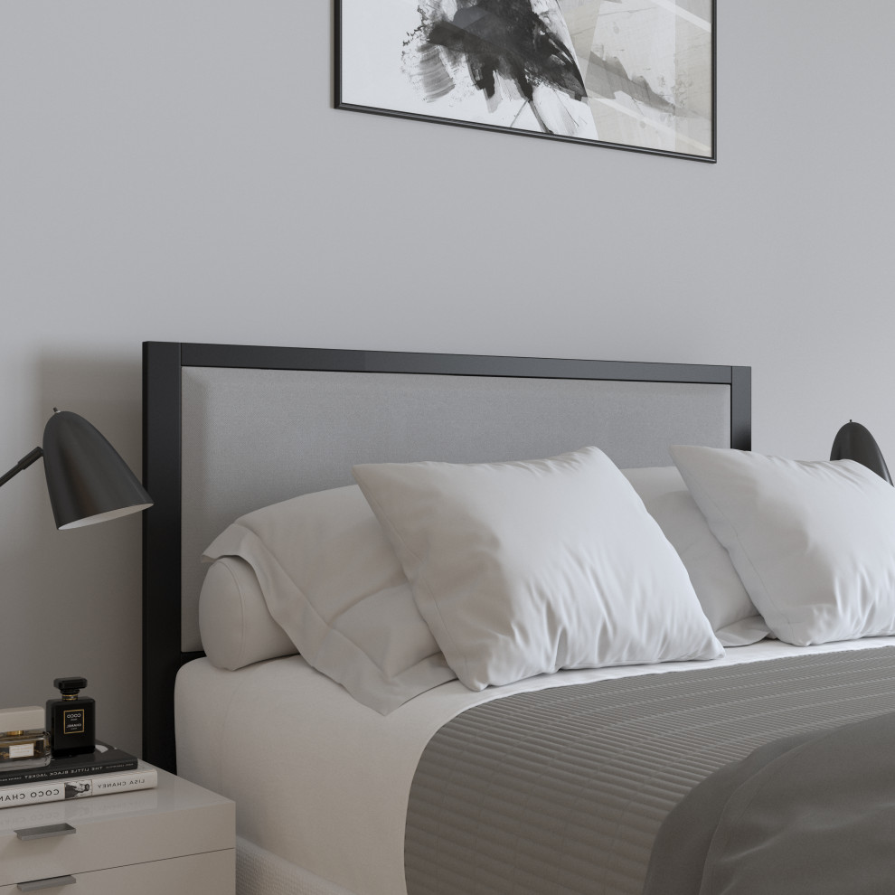 Metal Upholstered Headboard With Adjustable Rail Slots   Transitional   Headboards   by Merrick Lane  Houzz