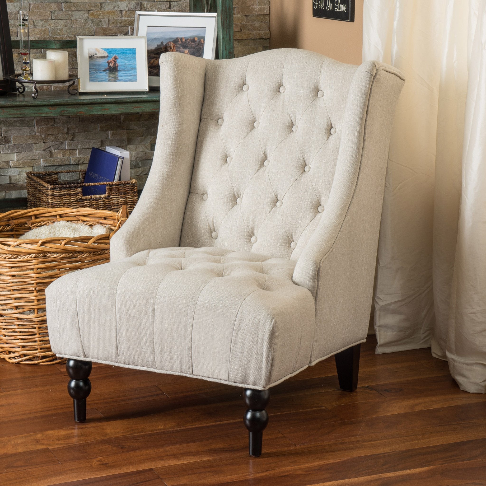 Clarice Fabric High Back Wingback  Accent Chair