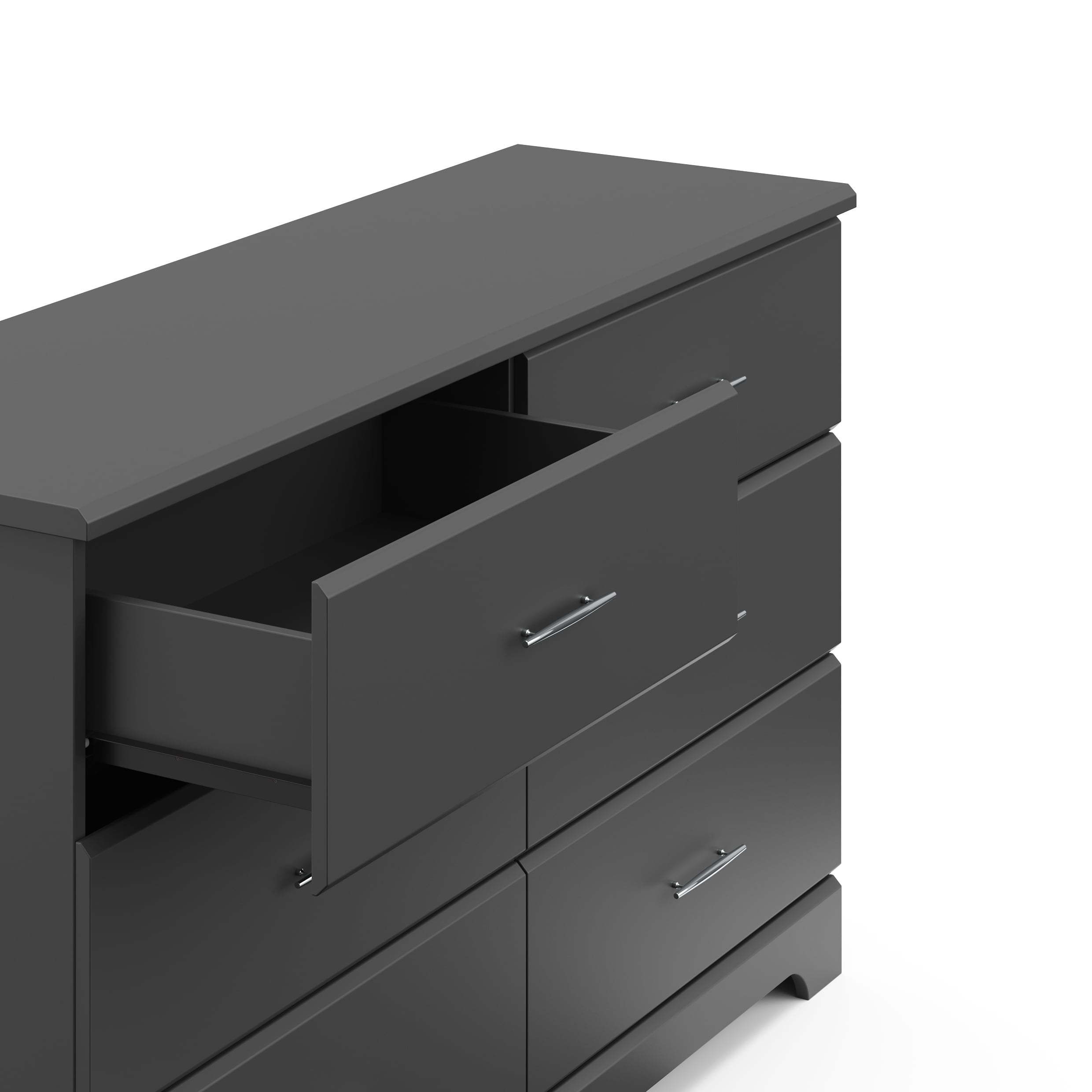 Storkcraft Brookside 6 Drawer Modern Double Dresser Gray