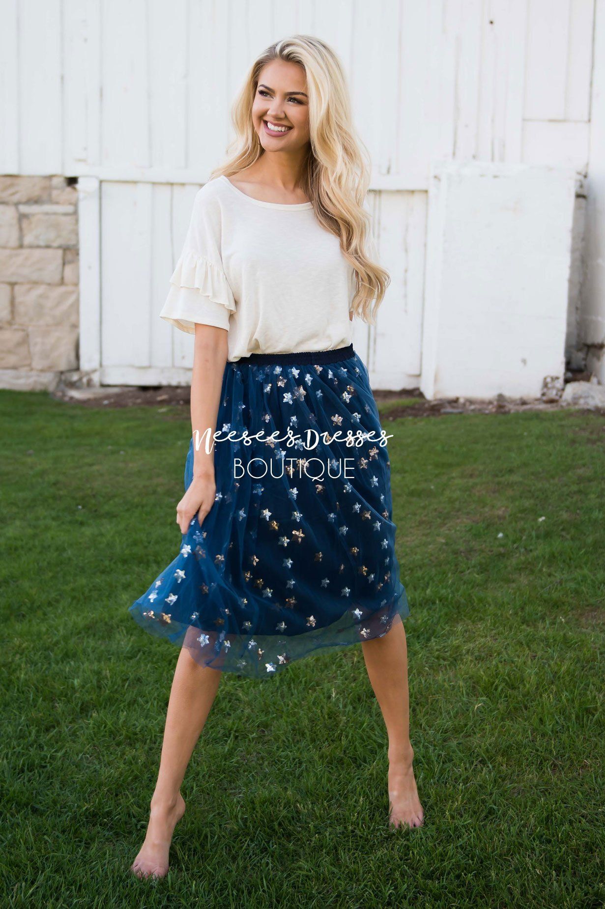 Shine Bright Sequin Star Tulle Skirt