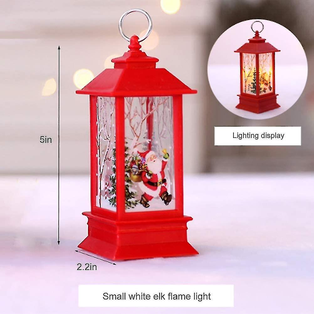 Vintage Christmas Led Lantern Battery Operated Santa Claus Snowman Pendant Lamp Compatible With Xmas Home Party Table Decoration