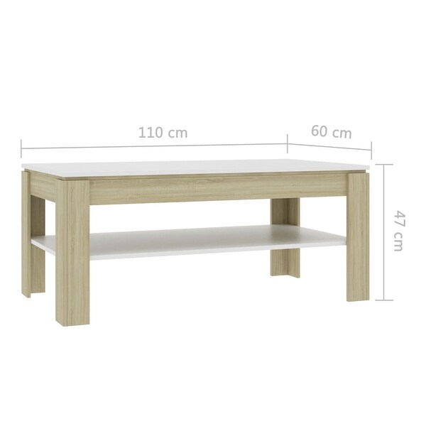 Coffee Table White and Sonoma Oak 43.3