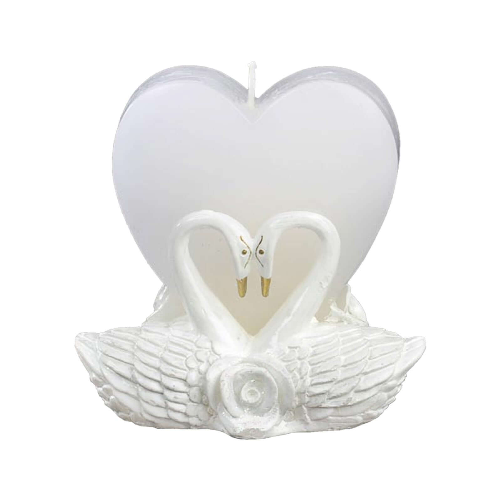 White Heart Candle and Swan Candle Holder Set Party Favors and Clear Favor Gift Box with Organza Ribbon Tie 3