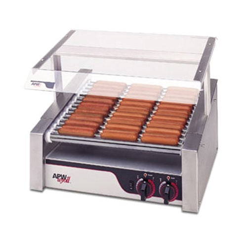 APW Wyott HR-50S X-Pert HotRod Hot Dog Chrome Roller Grill - 50-Dog Capacity