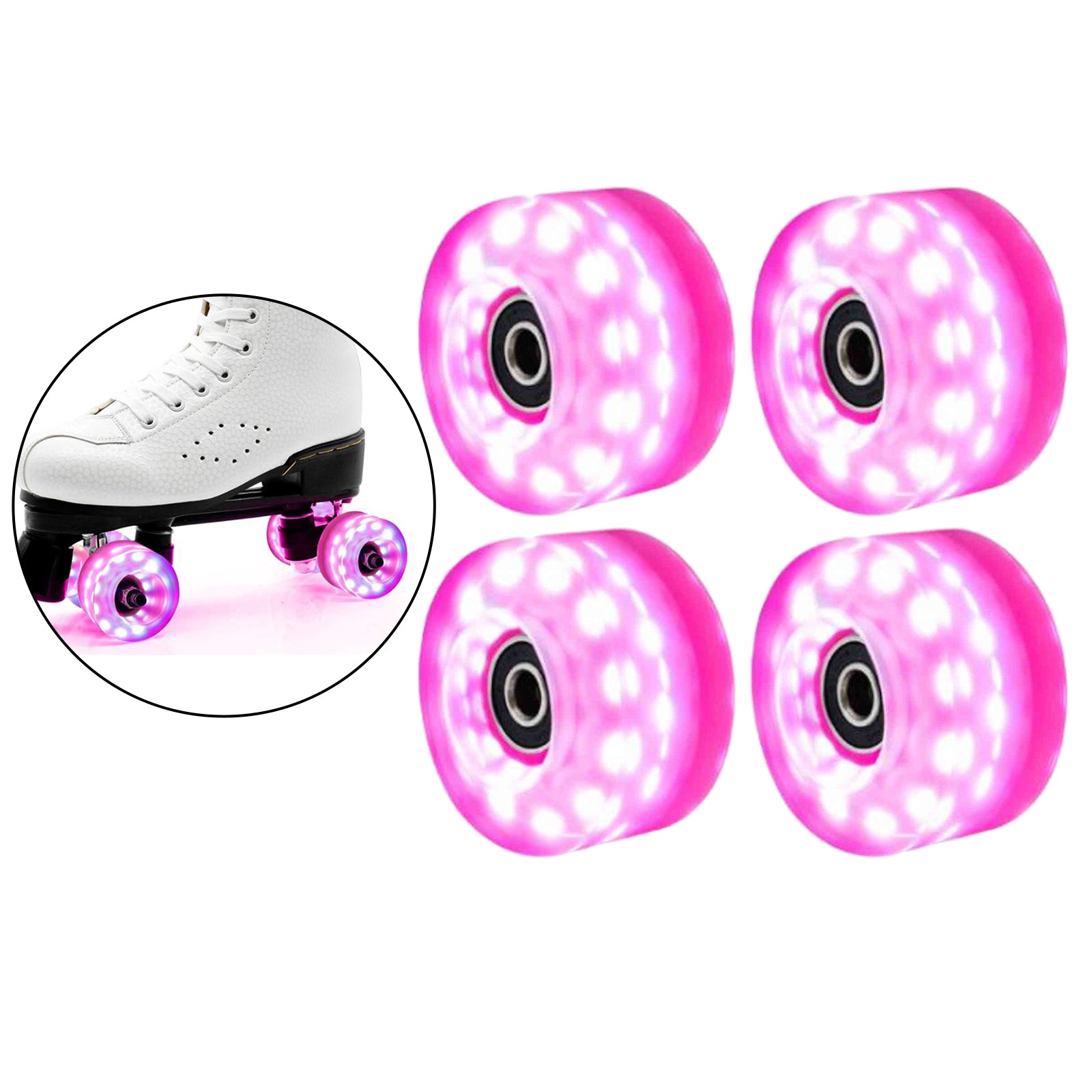 Luminous Quad Roller Skate Wheels Light Bearings Street Outdoor Pink