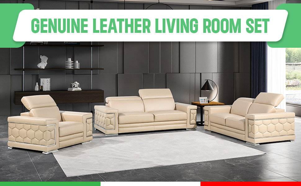 Oliver Genuine Leather Sofa   Modern   Sofas   by Luxuriant Furniture  Houzz