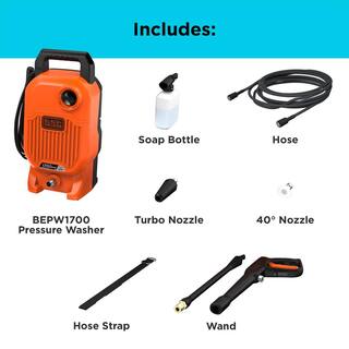 BLACK+DECKER 1700 PSI 1.2 GPM Cold Water Electric Pressure Washer with Integrated Wand and Hose Storage BEPW1700