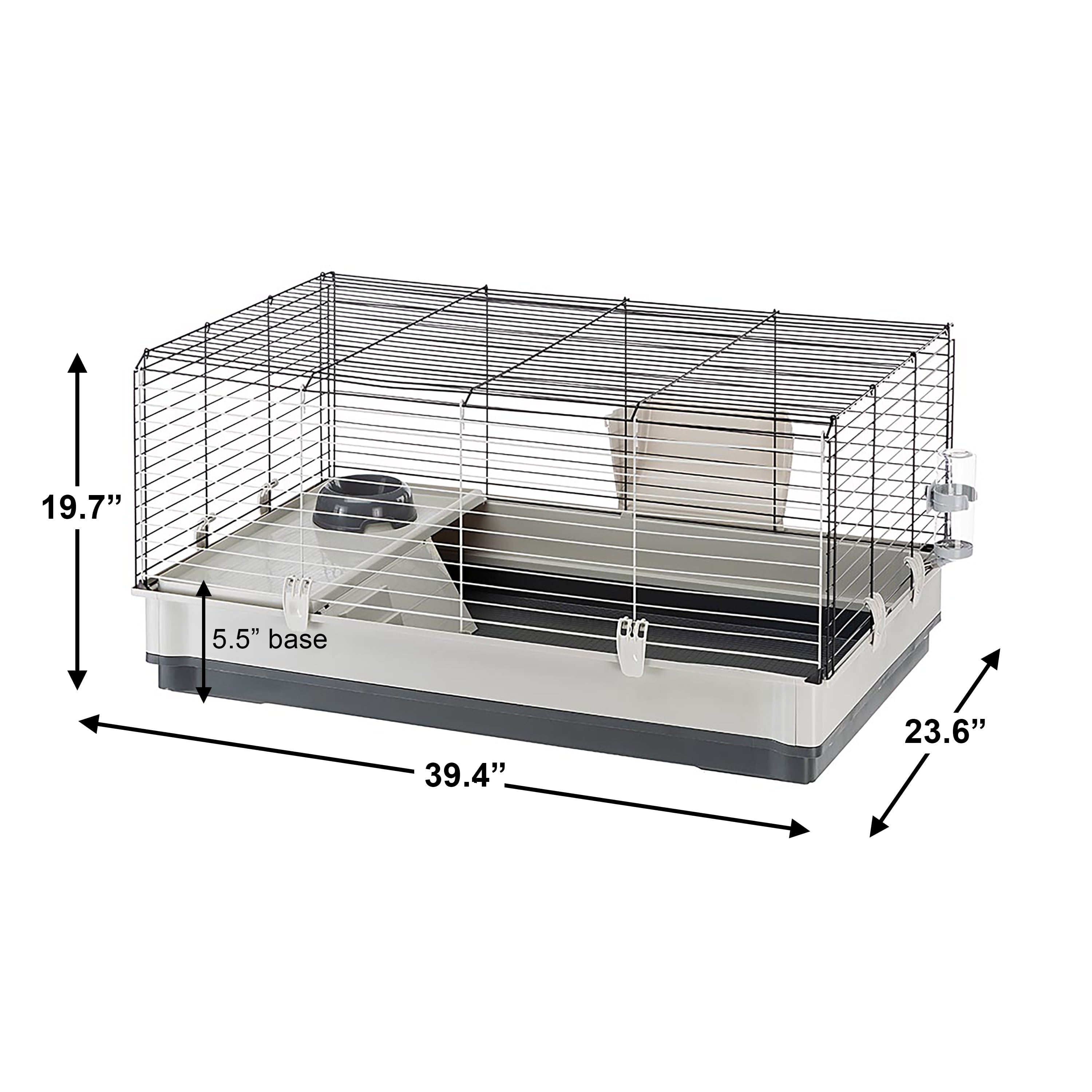 Ferplast Krolik Rabbit Cage | 39.4L x 23.6W x 19.7H Inches | Gray and Black