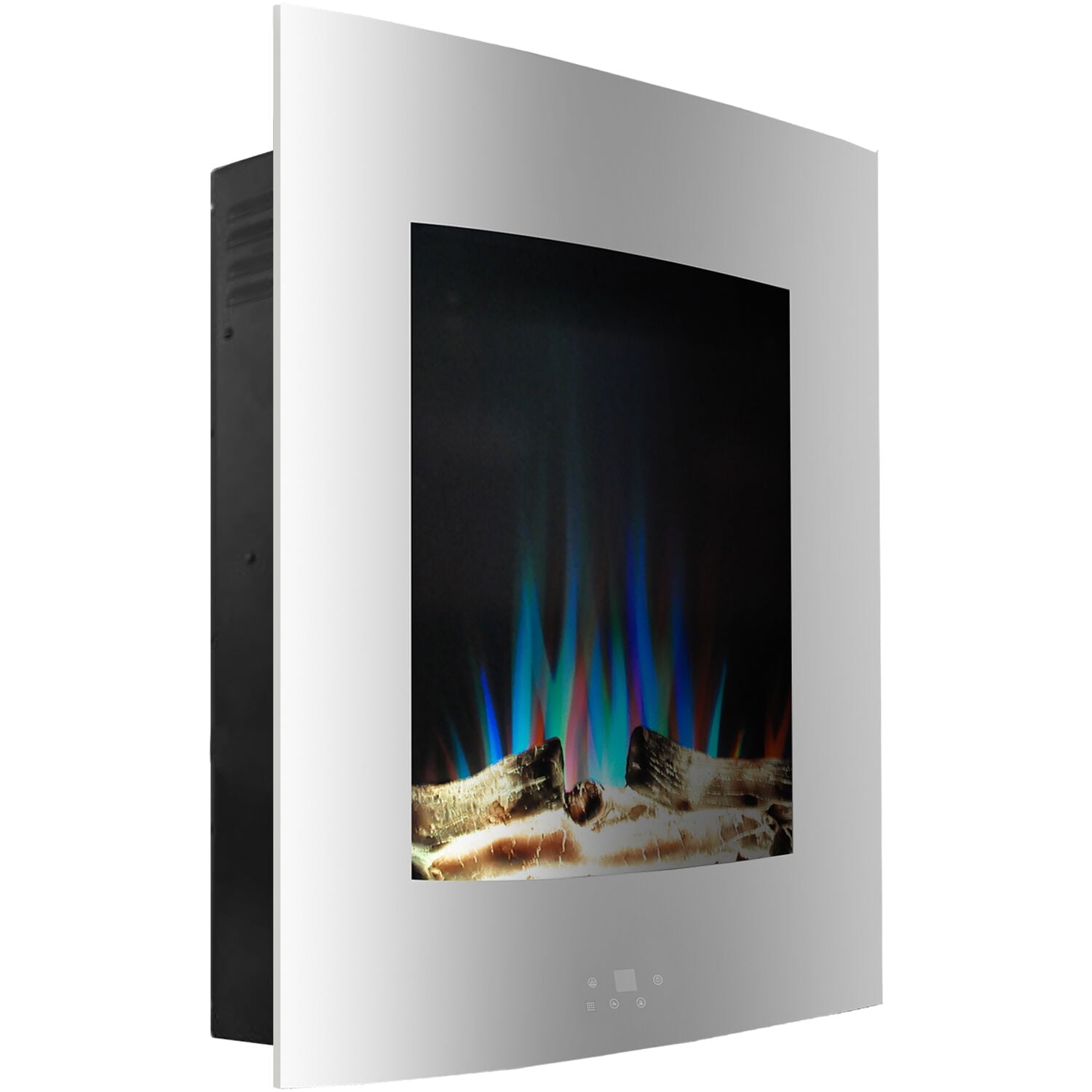 Cambridge 19 In. Vertical Electric Wall Mounted Fireplace Heater with Multicolor Flame and Driftwood Log Display, Adjustable Heat, Remote - CAM19VWMEF-2WHT