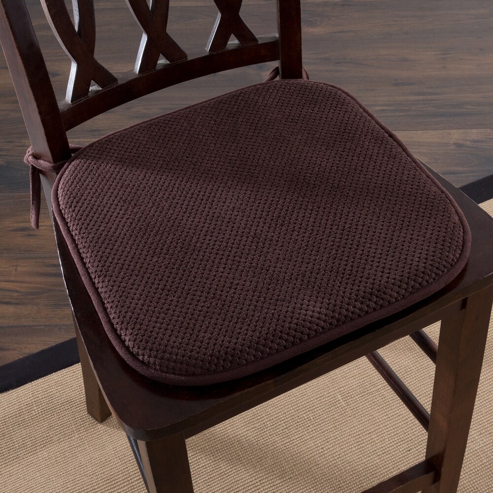 Memory Foam Chair Cushion with Ties and Nonslip Backing by Lavish Home  Chocolate