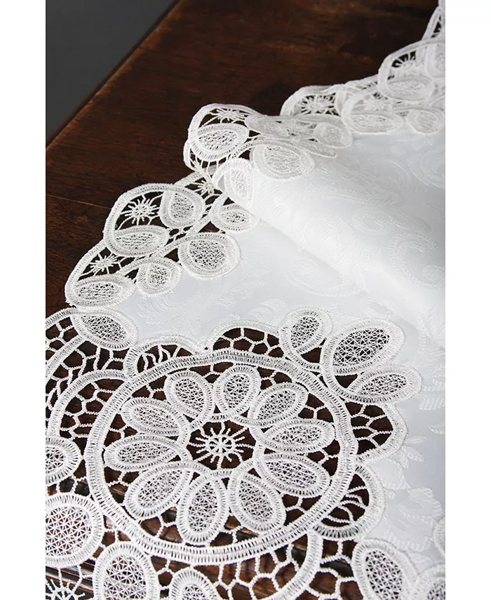 Xia Home Fashions Antebella Lace Embroidered Cutwork Table Runner 15 x 108