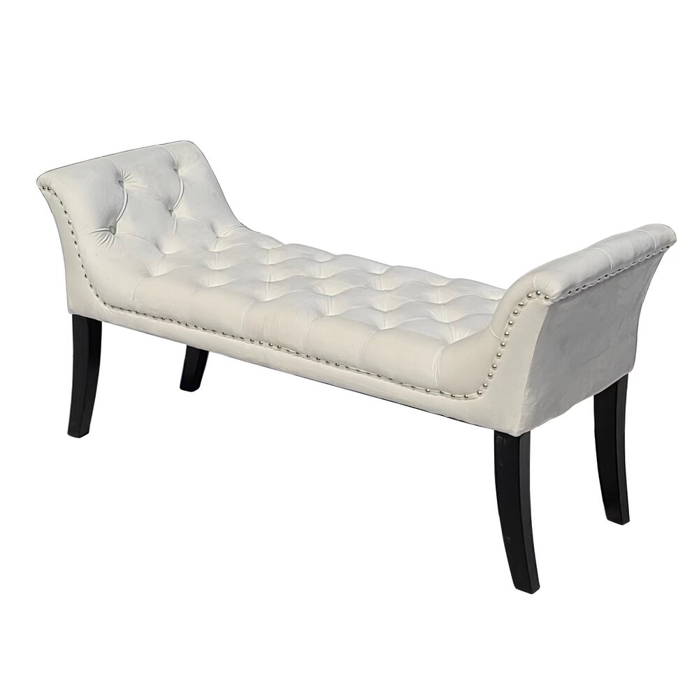 Armrest Button Tufted Ottoman Bench