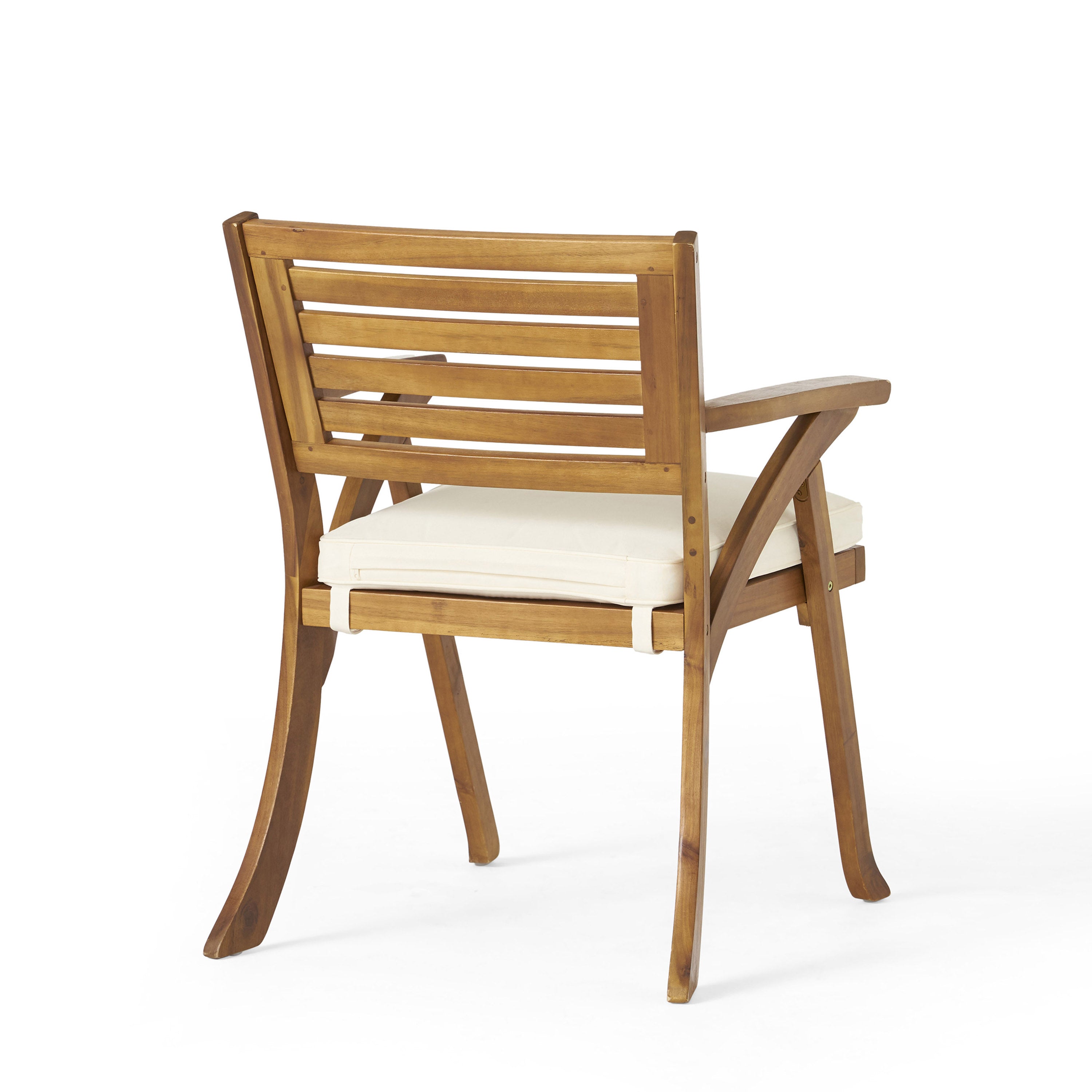 Helen Outdoor Teak Finish Acacia Wood Arm Chair (Set of 2)