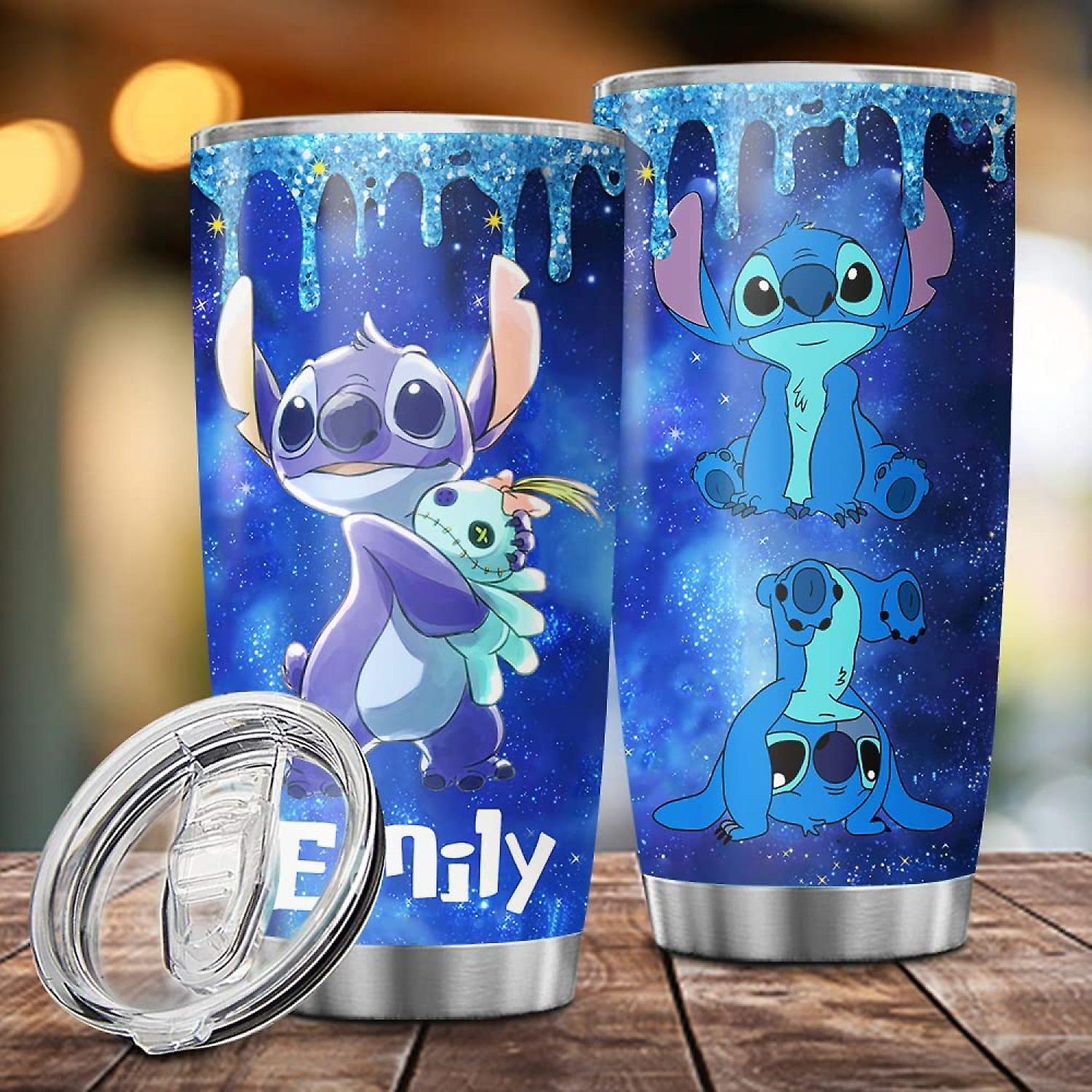 Personalized Stitch Blue Tumblers Ohanas Family Daughter Son Friends Kids Gift Insulated Travel Cup Custom Cute Stitch Mug Coffee Bottle 20oz 30oz Tum