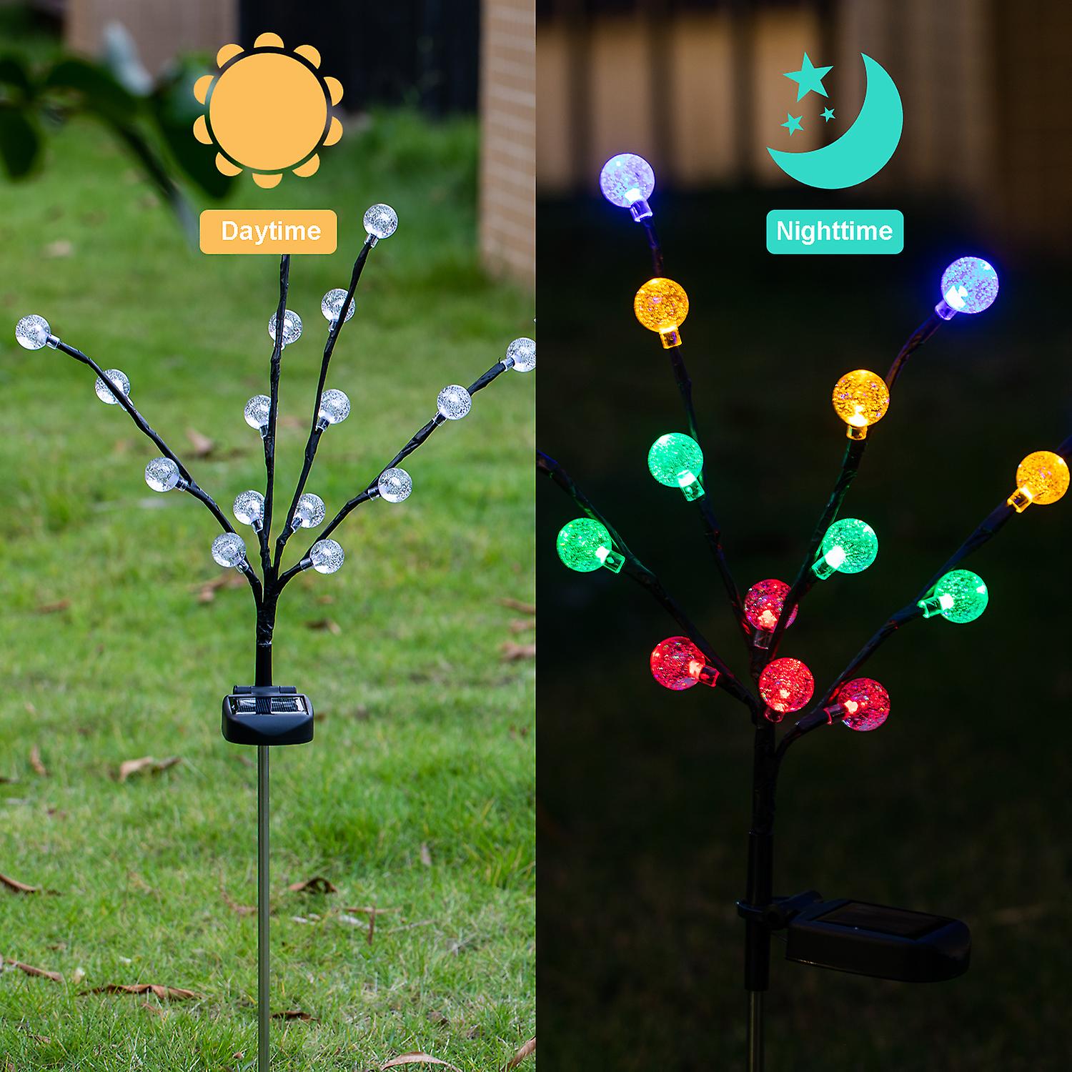 Multicolor 16leds Solar Lights Round Ball Shaped Garden Stake Light Multicolor Pathway Walkway Lawn Patio Backyard Lighting Waterproof Solar Powered L