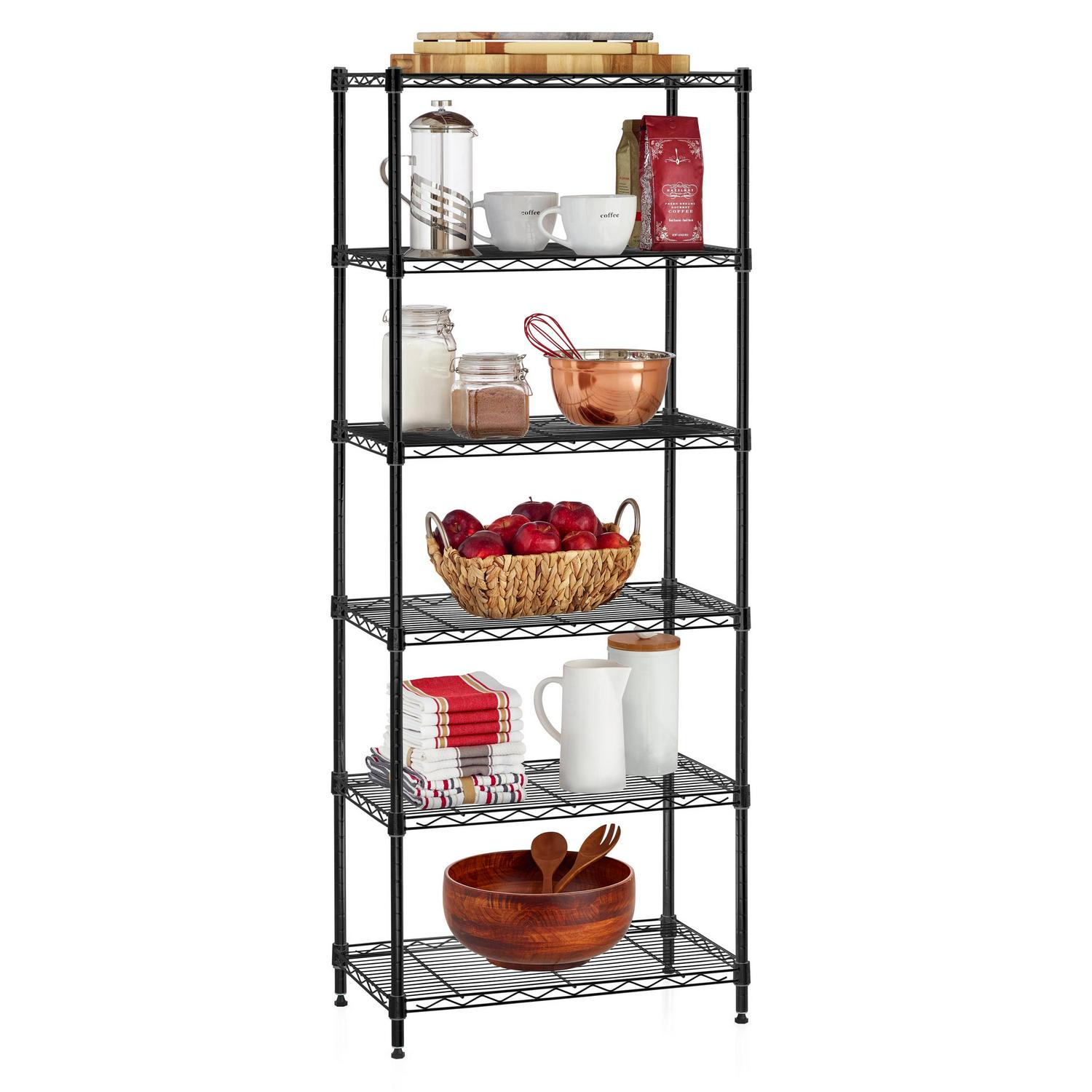 HSS 6 Tier Freestanding Convertible Wire Shelf Unit 23.2 x13.4 x59 Black Capacity 750 lbs