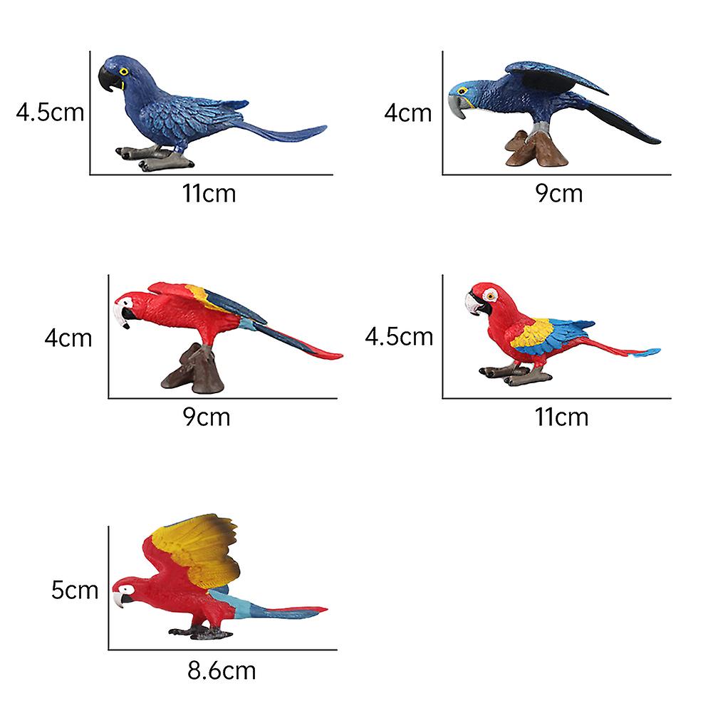 5pcs Mini Cute Parrot Bird Simulation Animal Model Toy Children Early Education Micro Bird Animal Doll Decoration