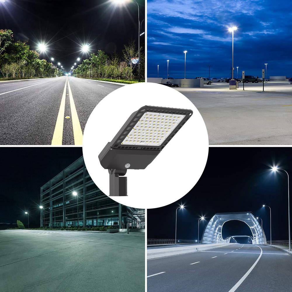 WYZM 1500-Watt Equivalent Integrated LED Bronze 300W Parking Lot Area LightSlip Fitter5500K White 39000Lumens Dusk to Dawn 300W Slip Fit-A