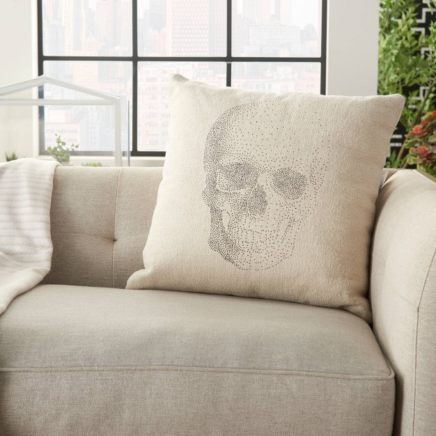 Oversize Life Styles Printed Skull Square Throw Pillow Natural Mina Victory