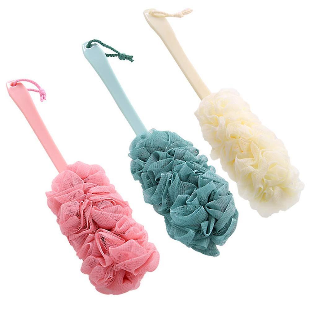 3 Pack Back Scrubber Long Handled Bath Brush Soft Mesh Sponge Exfoliating Body Scrub Back Cleaner Loofah Bathroom Shower Accessories For Women And Men