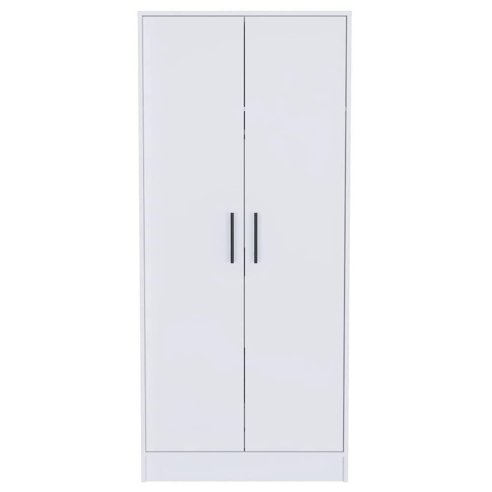 Bedroom 2 Door Armoire w/Drawers and Hanging Rod   Shelves  White