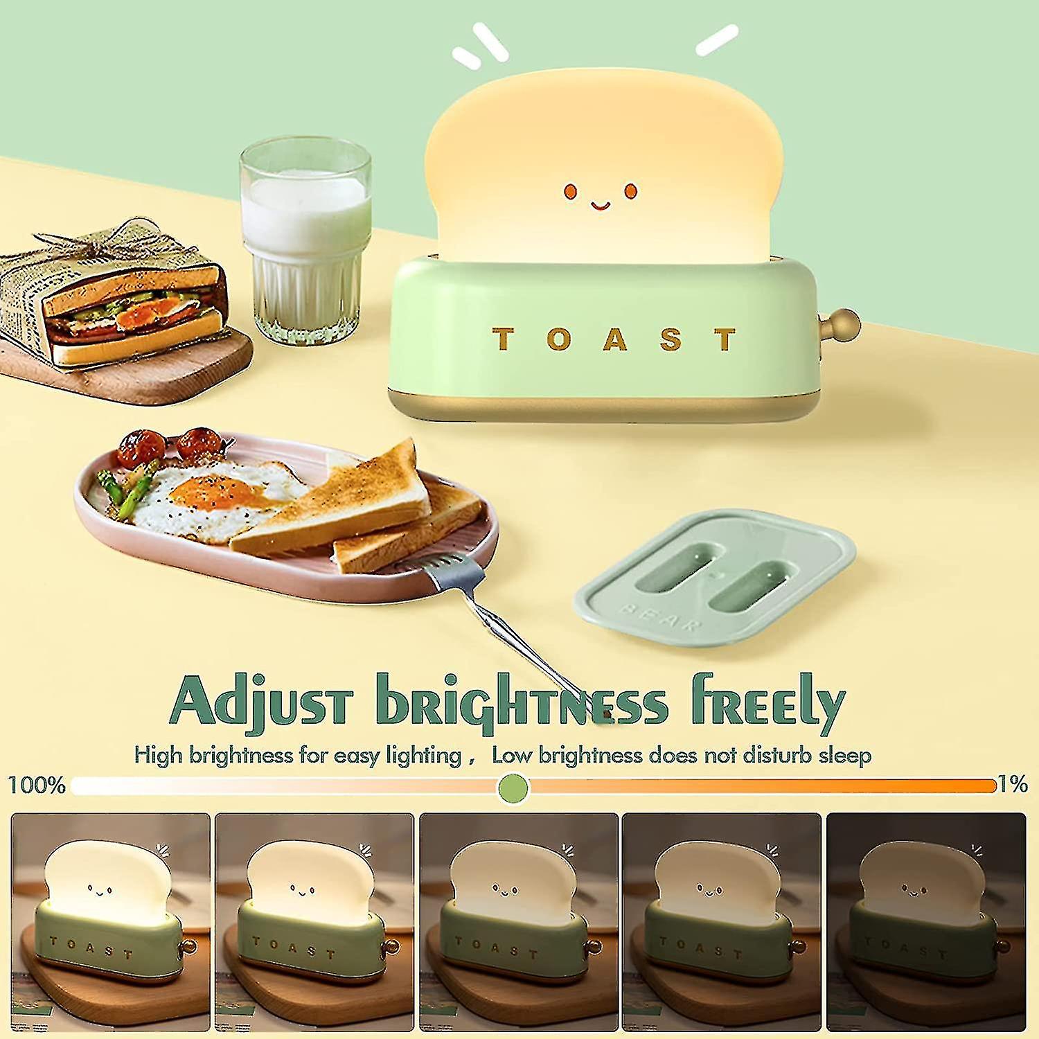 Night Light Desk Decor Toaster Lamp， Small Rechargeable Lamp With Smiling Face Cute Toast Toaster Sh