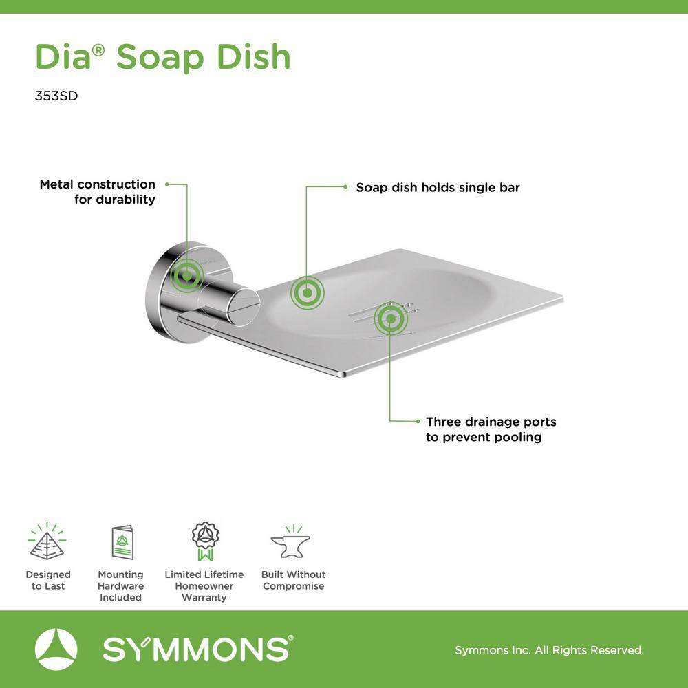 Symmons Dia Wall-Mounted Soap Dish With Drain Ports in Polished Chrome 353SD