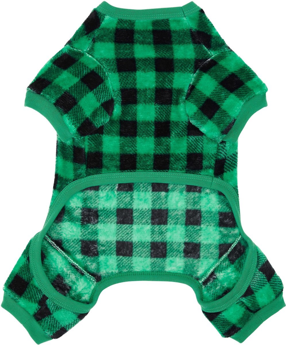 Frisco Dog and Cat Cozy Plush Fleece PJs， Green Plaid