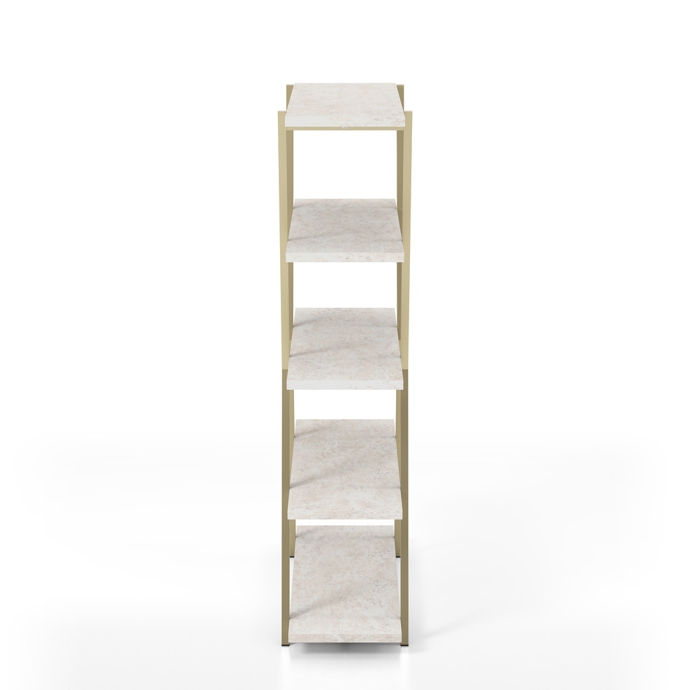 Epstewin Modern 5 Shelf Metal Frame Bookcase/Room Divider by Silver Orchid